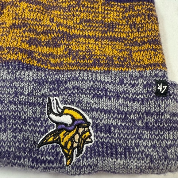 47 Brand Purple and Gold MN Vikings Pom-Pom Beanie #skol - Picture 2 of 8